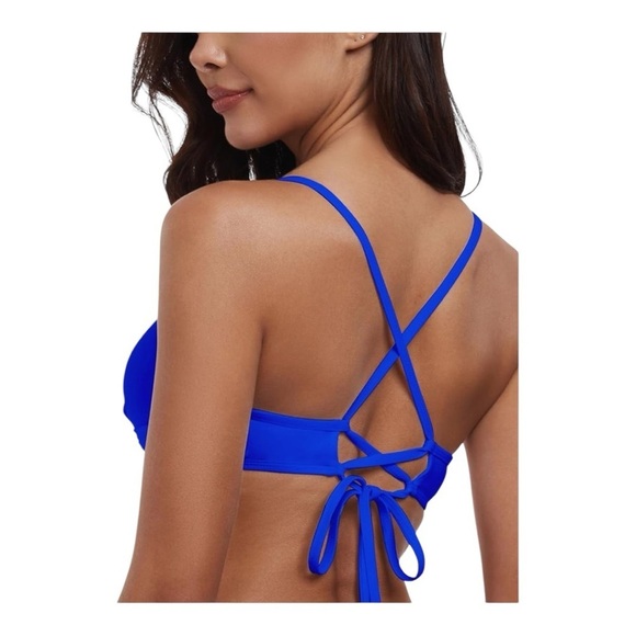 RELLECIGA Women's Push Up Bikini Twist Front Underwire top X2 | Small red/blue - Picture 3 of 11